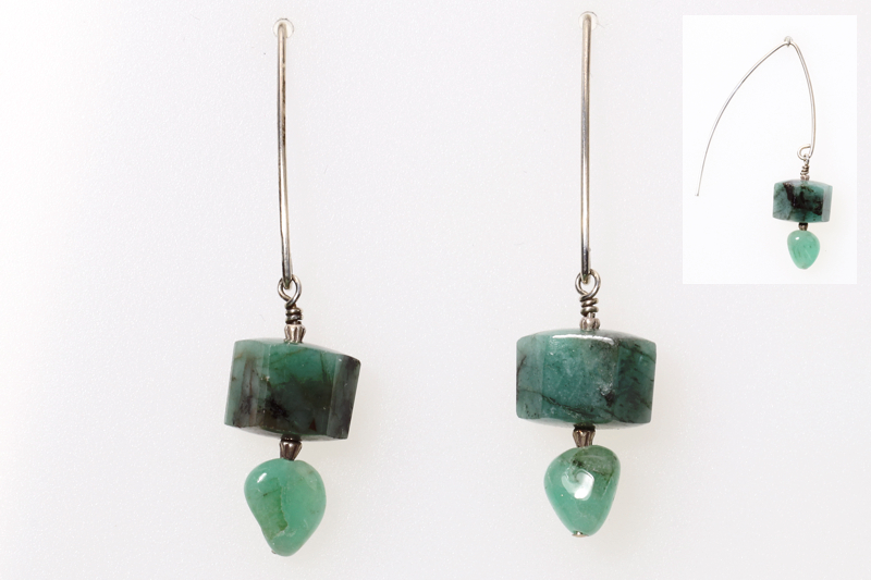 Emerald/ss earrings